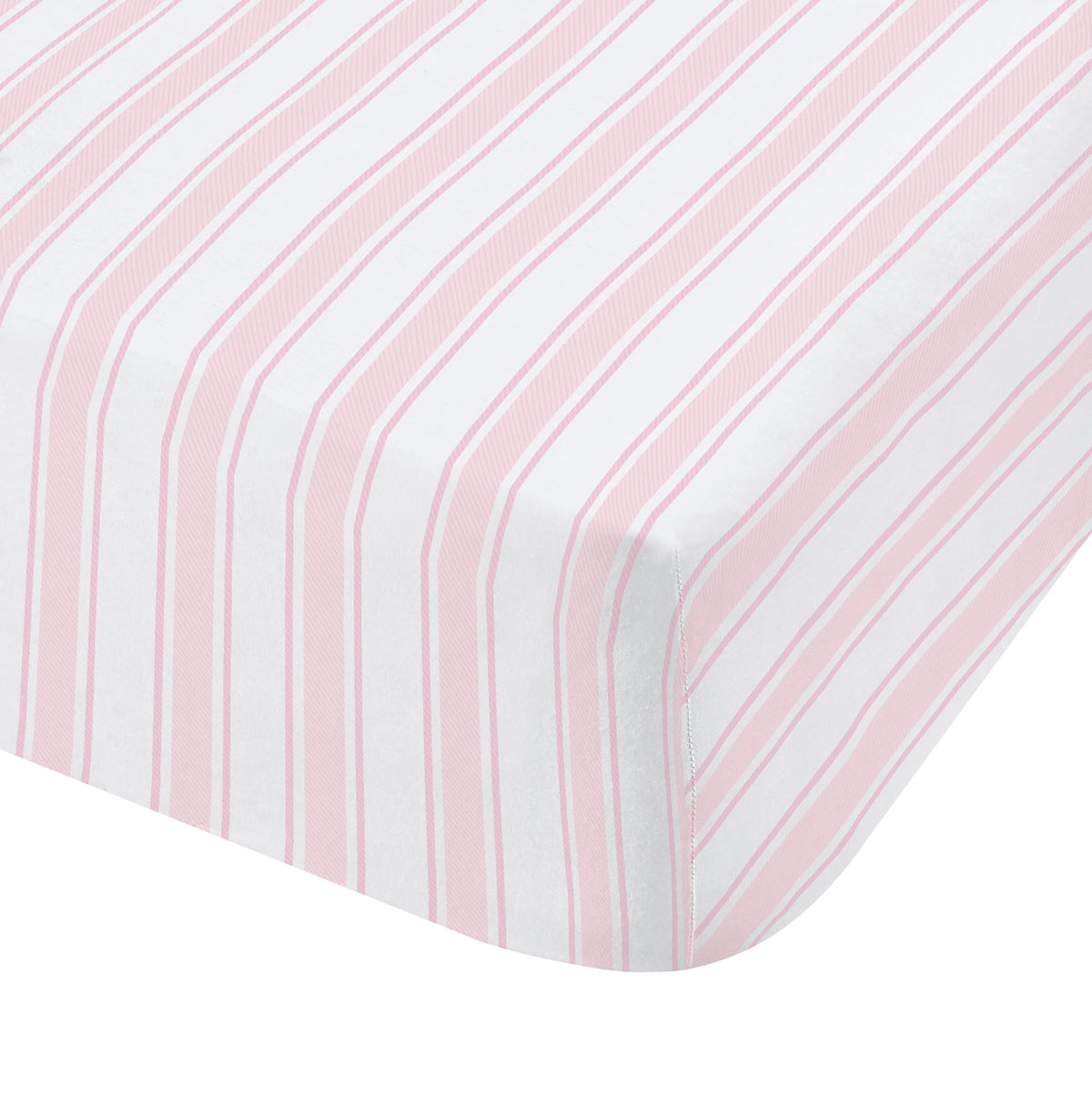 Little Bianca Check and Stripe Cotton Fitted Sheet 25cm Depth Pink