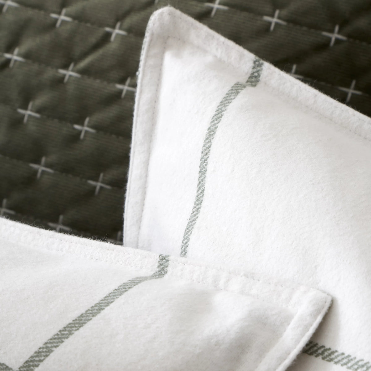 Bianca Brushed Regal Check Cotton Duvet Cover Set Green