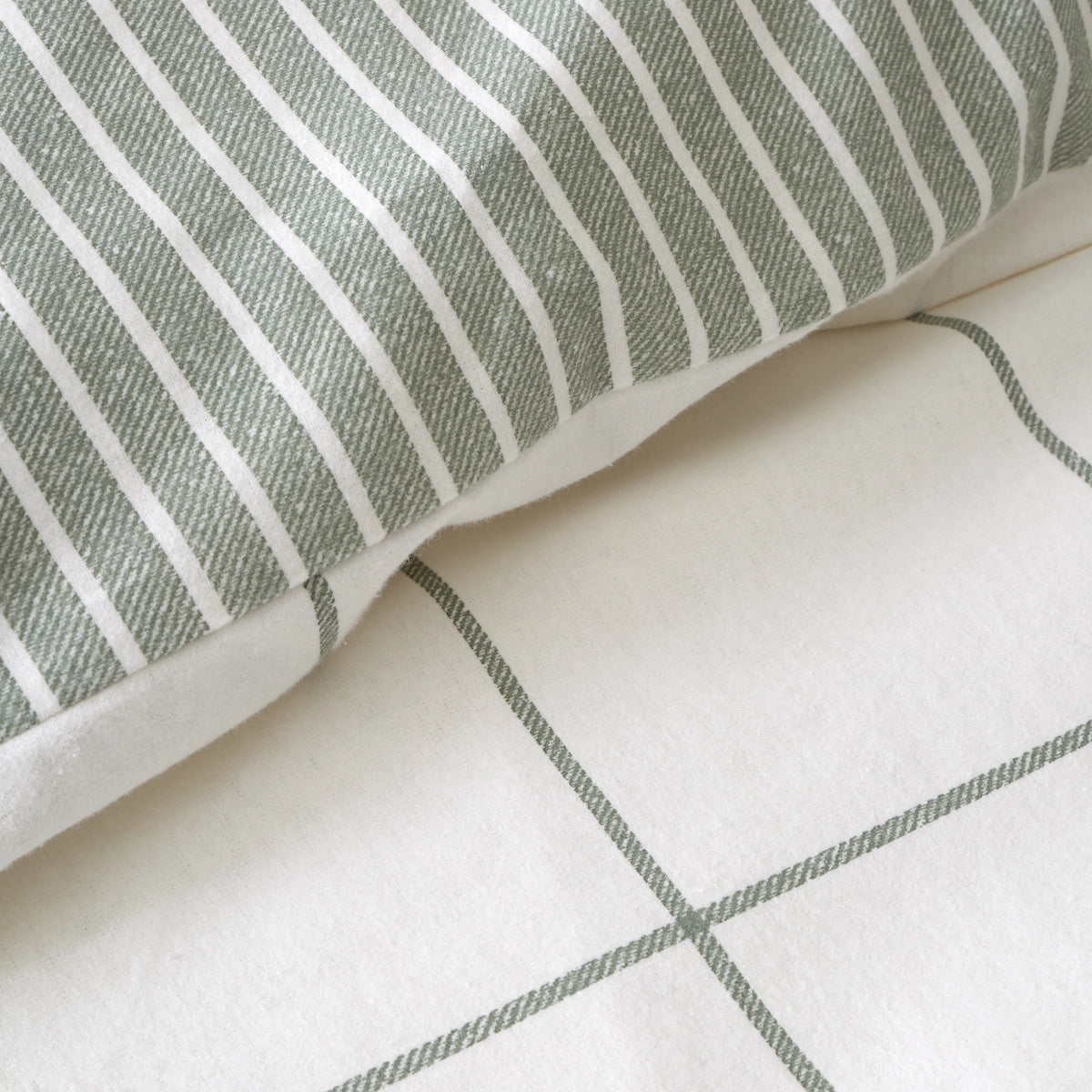 Bianca Brushed Regal Check Cotton Duvet Cover Set Green