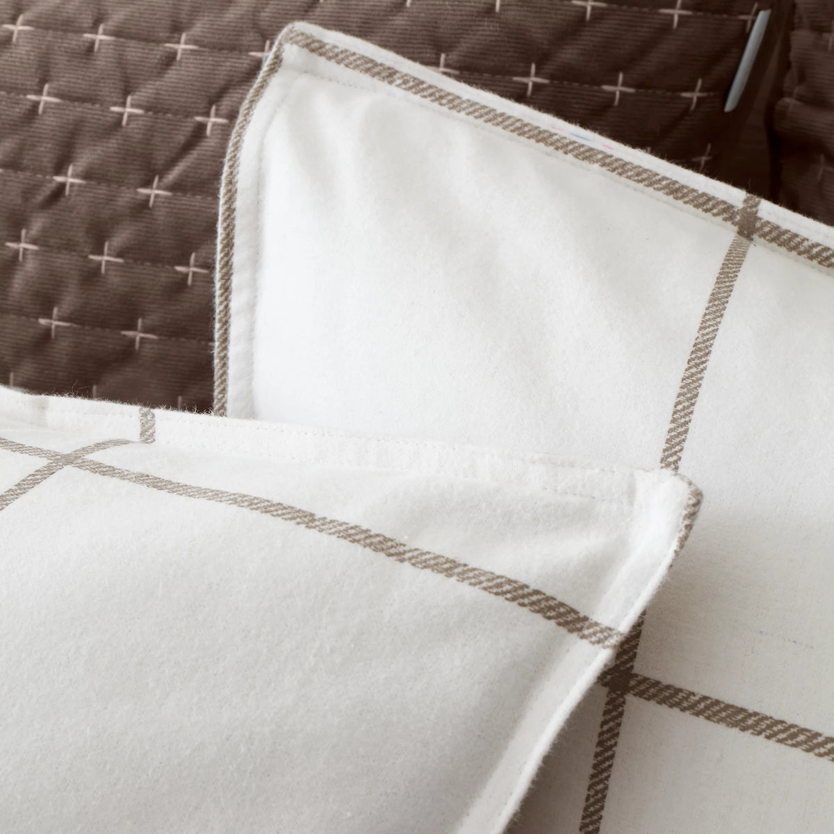 Bianca Brushed Regal Check Cotton Duvet Cover Set Mole