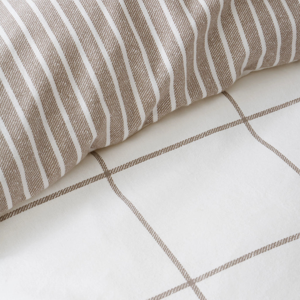 Bianca Brushed Regal Check Cotton Duvet Cover Set Mole