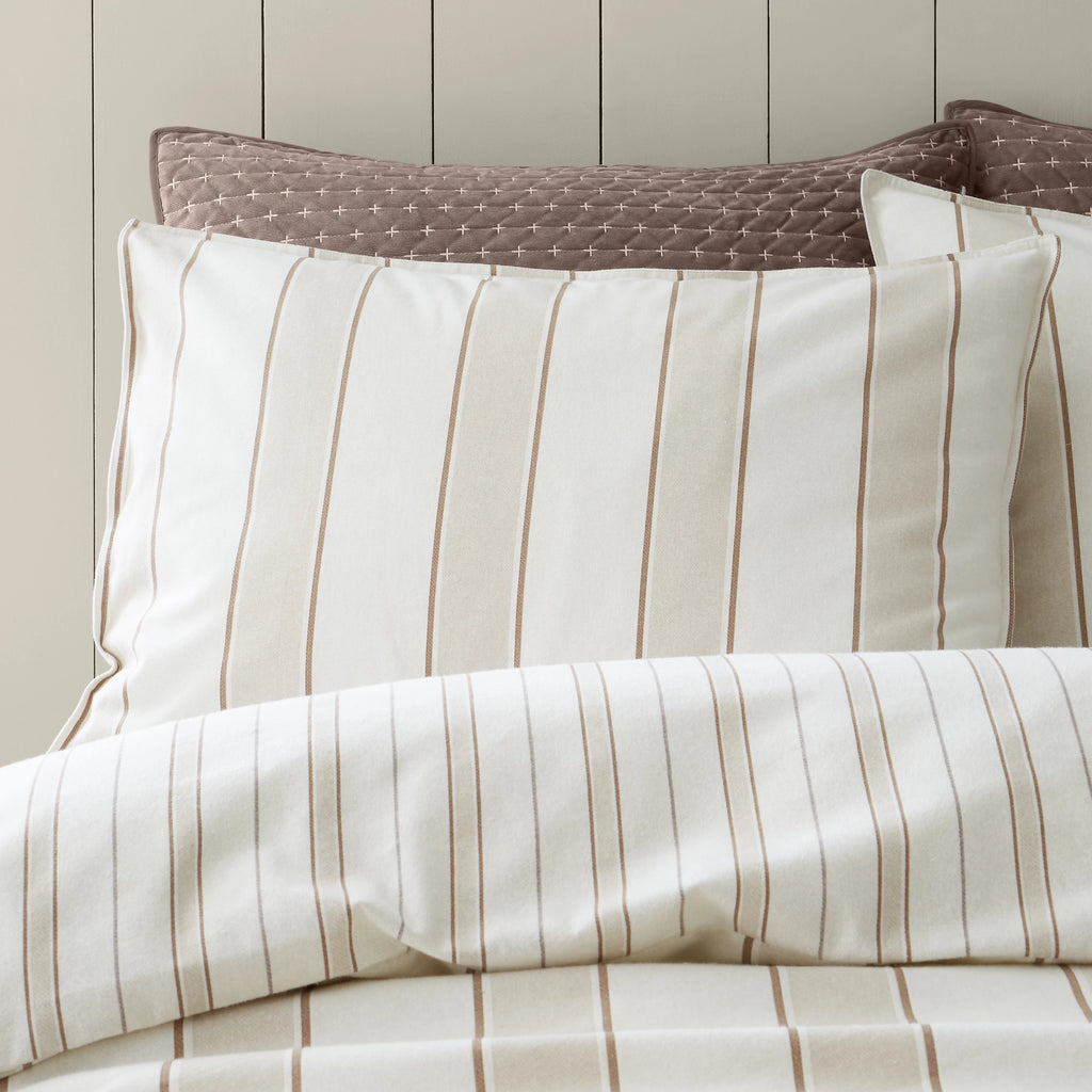 Bianca Brushed Regal Stripe Cotton Duvet Cover Set Natural