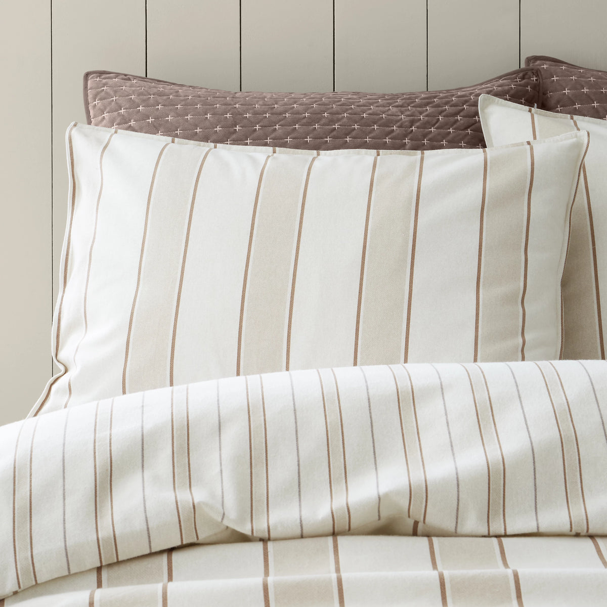 Bianca Brushed Regal Stripe Cotton Duvet Cover Set Natural