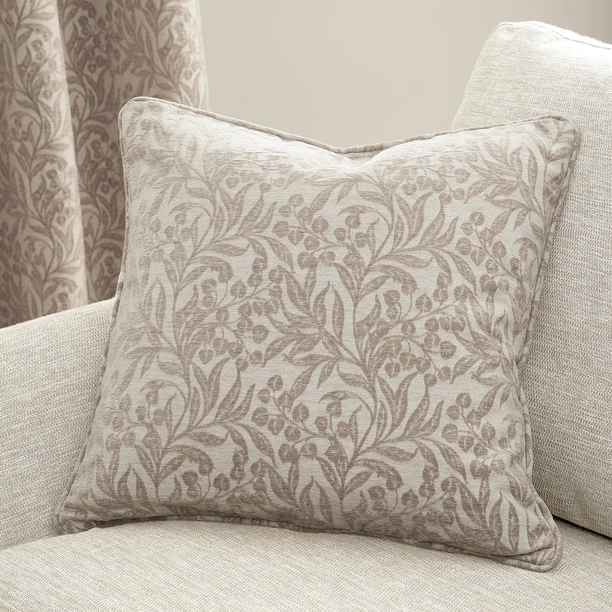 Bianca Fine Linens Chenille Leaves 50x50cm Cushion in Natural