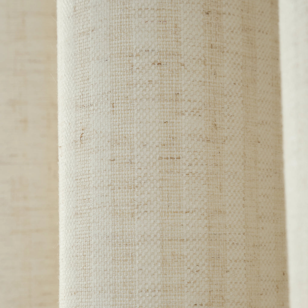 Bianca Fine Linens Chenille Stripe Lined Eyelet Curtains in Cream