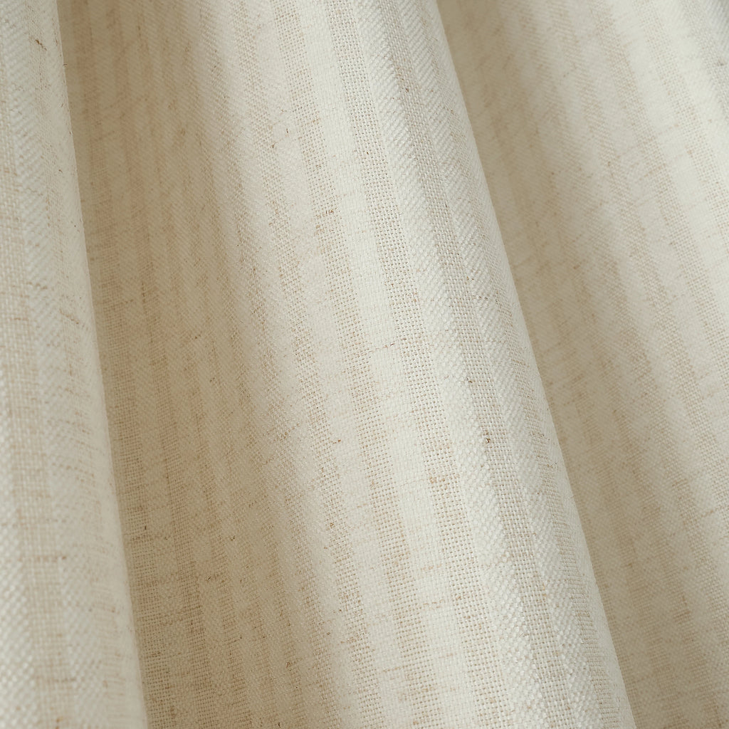 Bianca Fine Linens Chenille Stripe Lined Eyelet Curtains in Cream