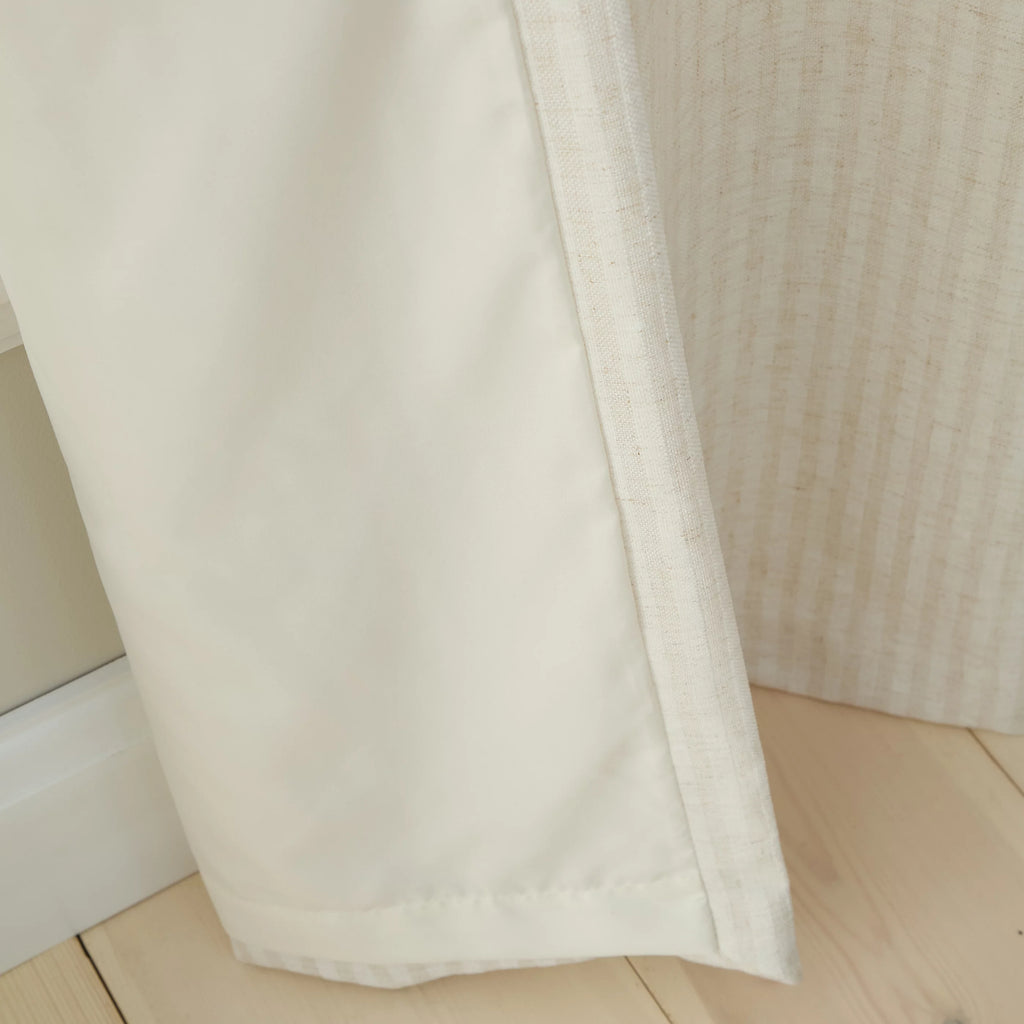 Bianca Fine Linens Chenille Stripe Lined Eyelet Curtains in Cream