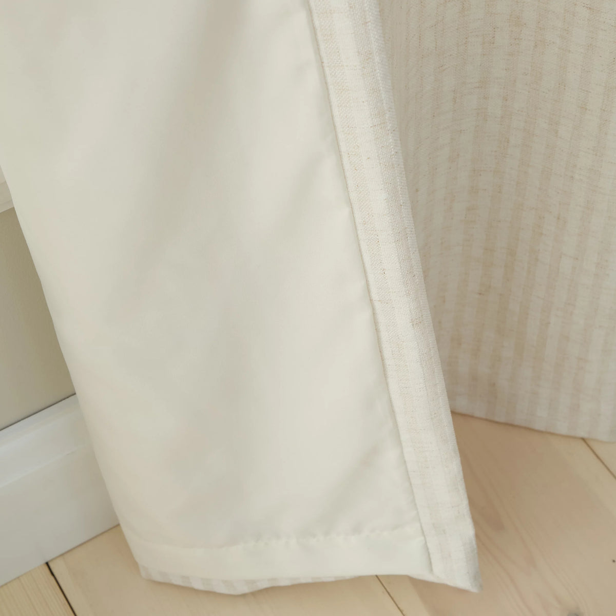 Bianca Fine Linens Chenille Stripe Lined Eyelet Curtains in Cream