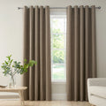 Bianca Fine Linens Chenille Stripe Lined Eyelet Curtains in Natural