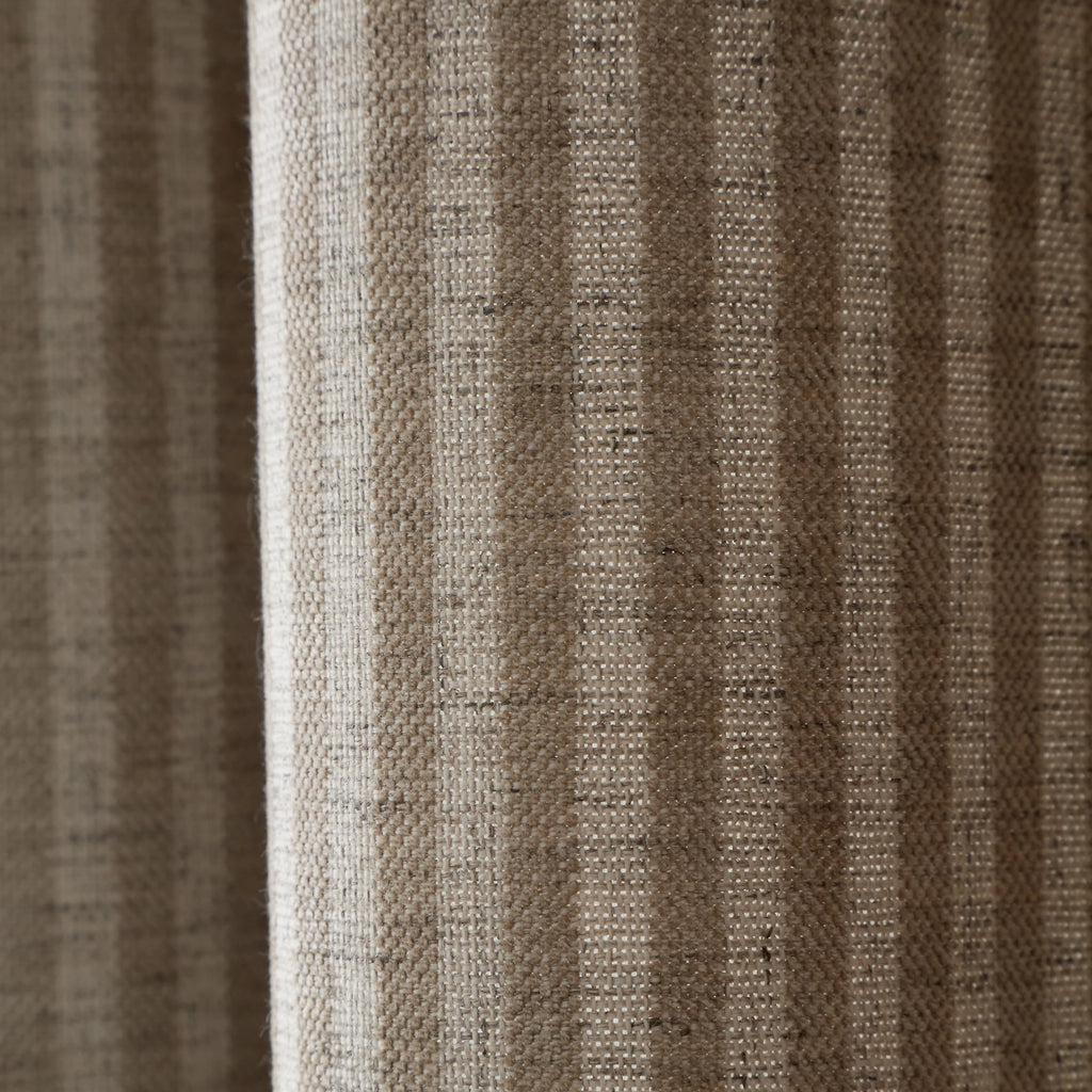Bianca Fine Linens Chenille Stripe Lined Eyelet Curtains in Natural