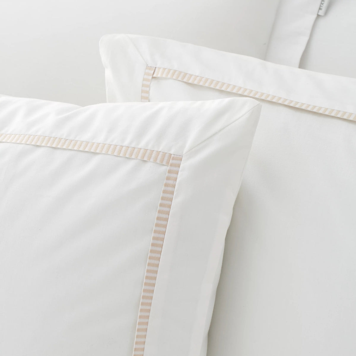 Bianca Contrast Trim 200TC Cotton Duvet Cover Set White Natural