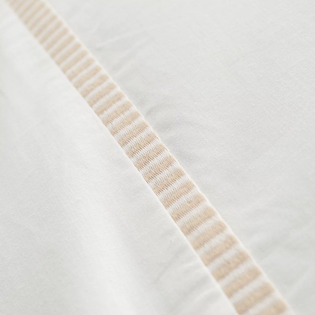 Bianca Contrast Trim 200TC Cotton Duvet Cover Set White Natural