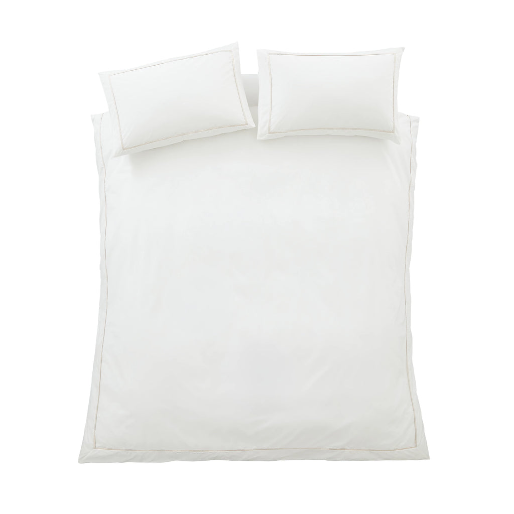 Bianca Contrast Trim 200TC Cotton Duvet Cover Set White Natural