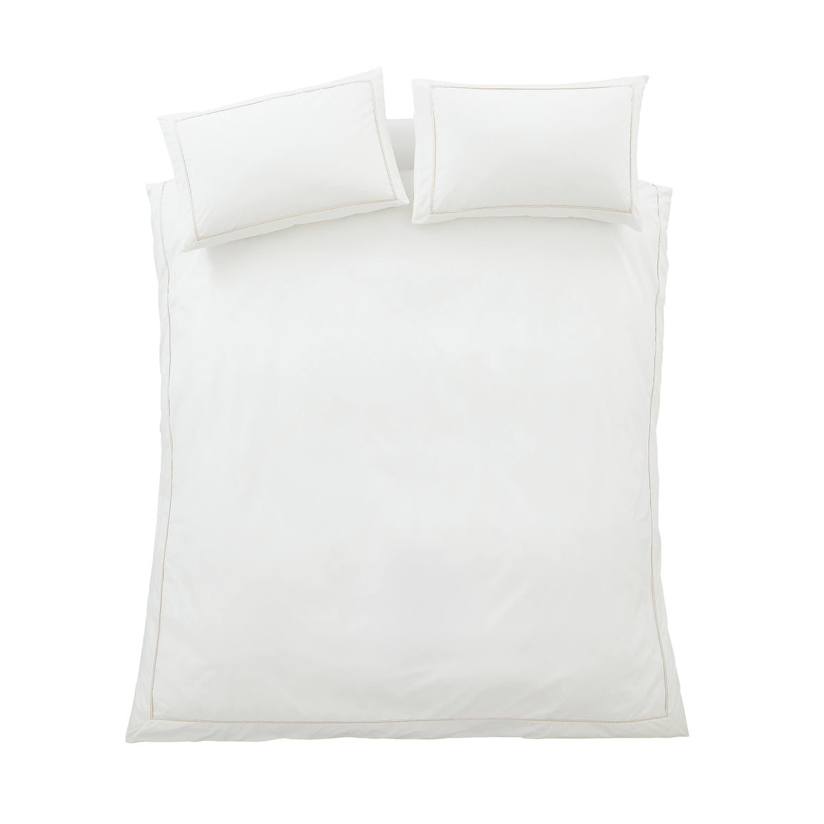Bianca Contrast Trim 200TC Cotton Duvet Cover Set White Natural
