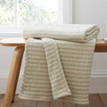 Bianca Cotton Muslin Stripe Blanket Throw Green 150x200cm