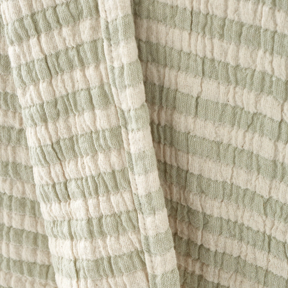 Bianca Cotton Muslin Stripe Blanket Throw Green 150x200cm