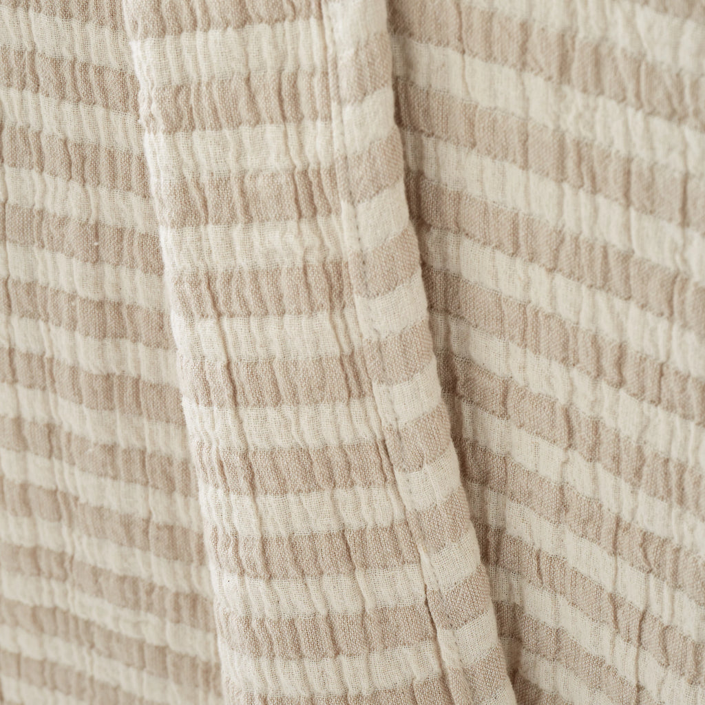 Bianca Cotton Muslin Stripe Blanket Throw Natural 150x200cm