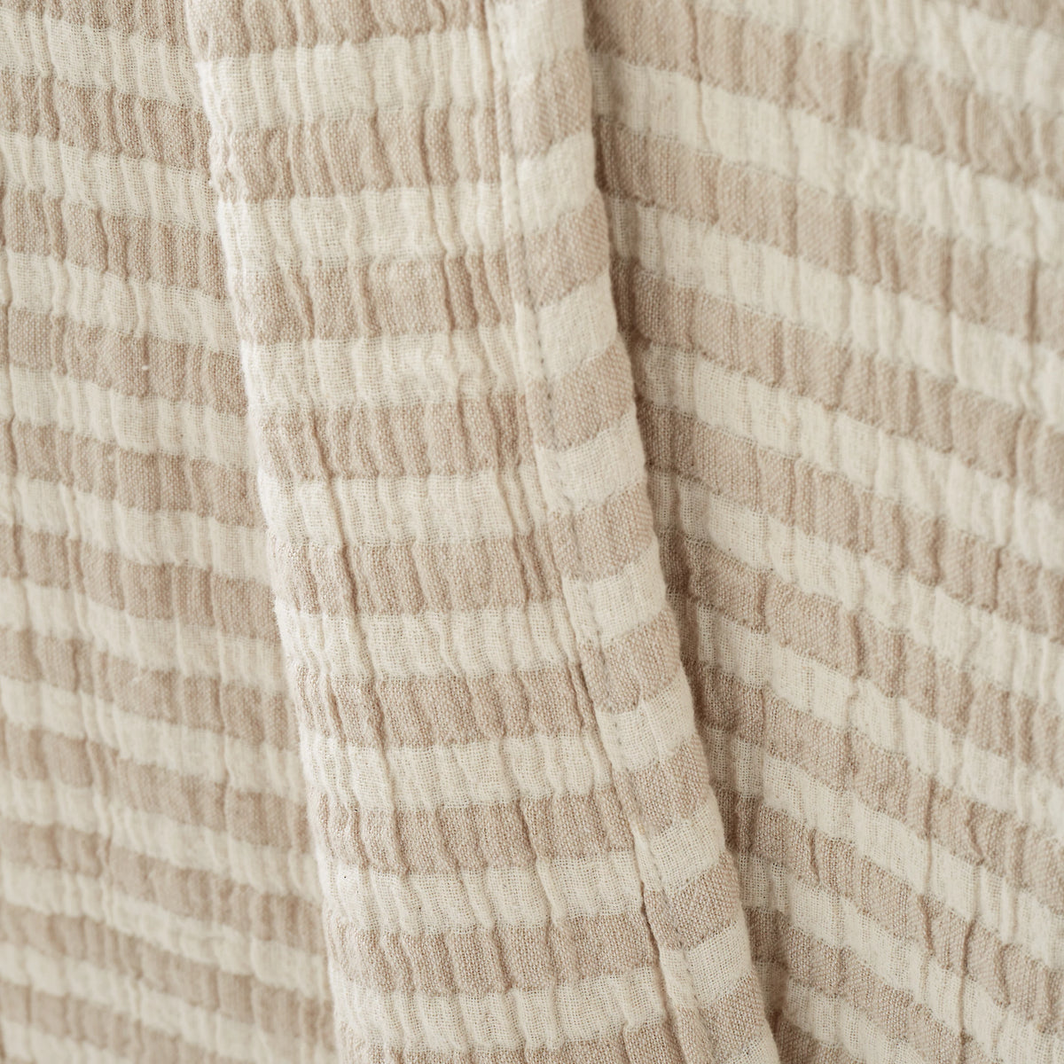 Bianca Cotton Muslin Stripe Blanket Throw Natural 150x200cm