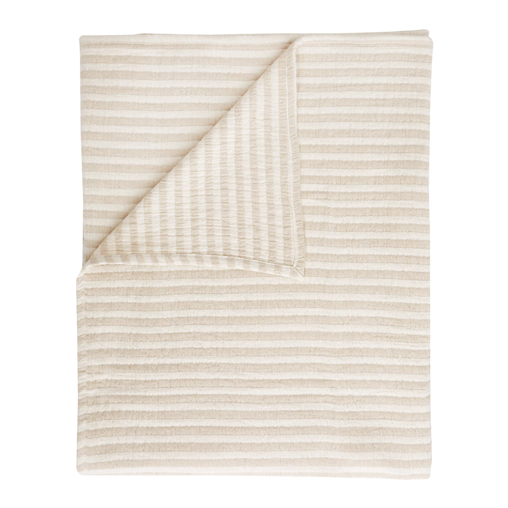 Bianca Cotton Muslin Stripe Blanket Throw Natural 150x200cm