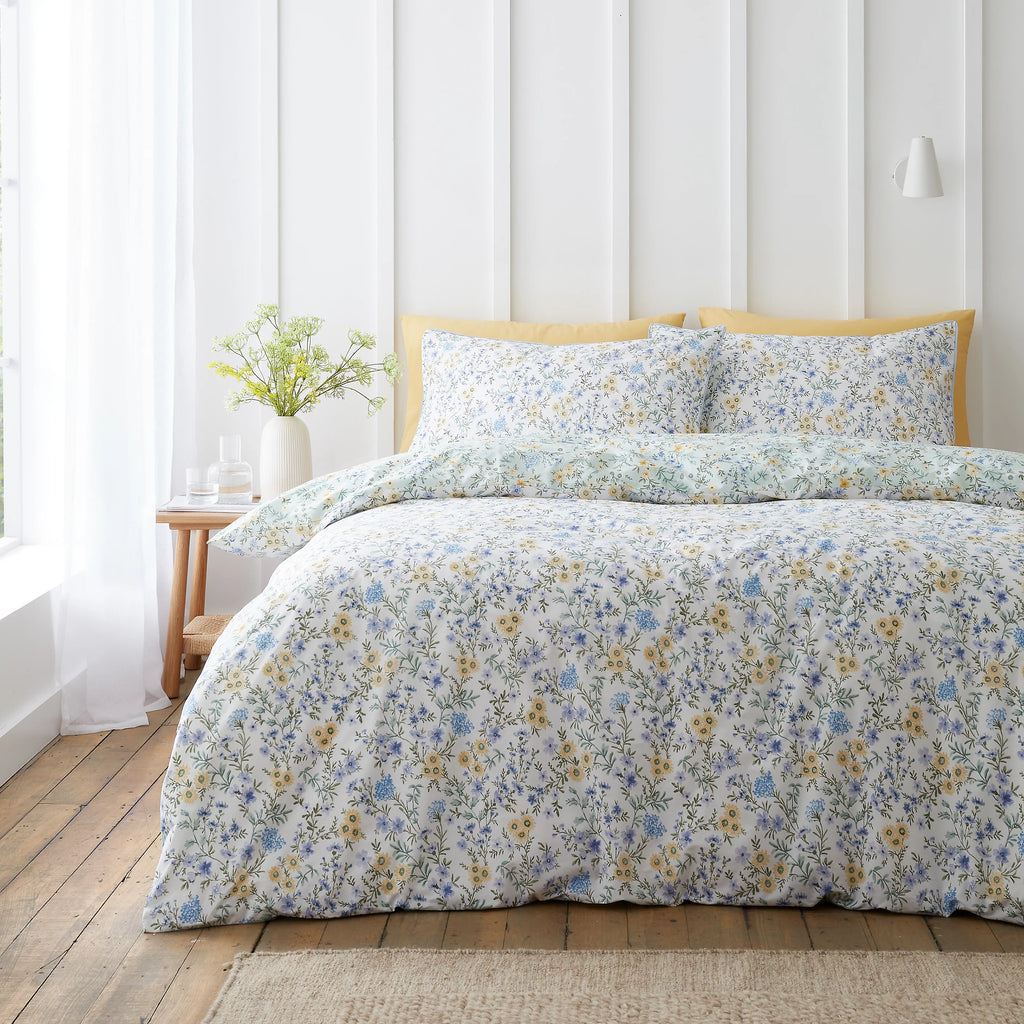 Bianca Ditsy Floral 200TC Cotton Reversible Duvet Cover Set Green