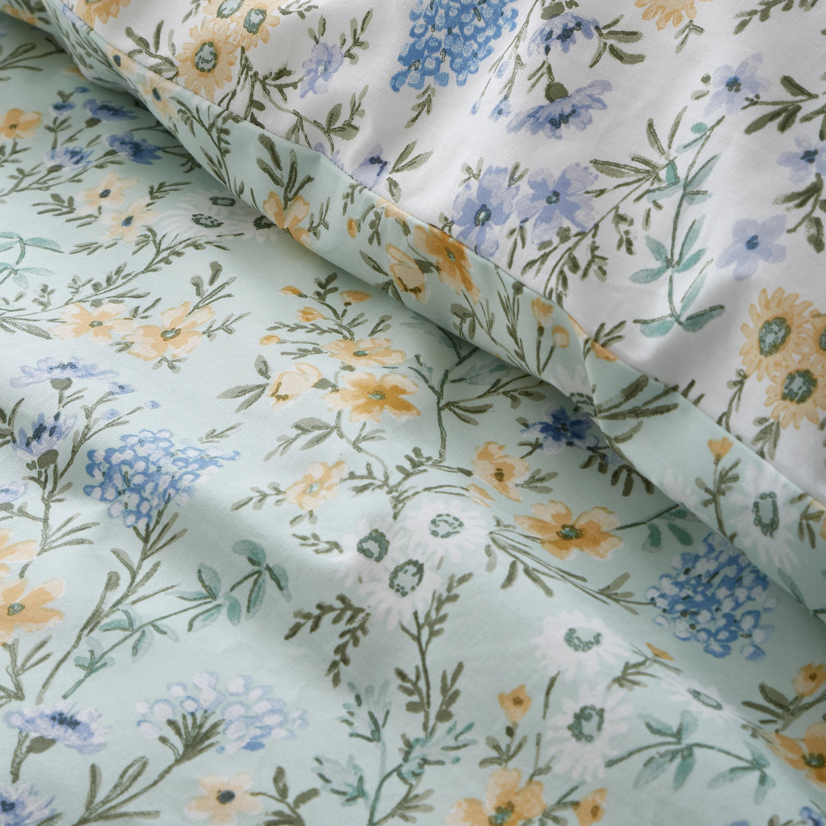 Bianca Ditsy Floral 200TC Cotton Reversible Duvet Cover Set Green