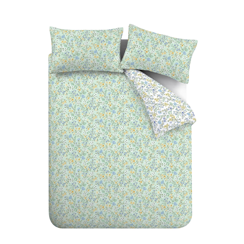 Bianca Ditsy Floral 200TC Cotton Reversible Duvet Cover Set Green