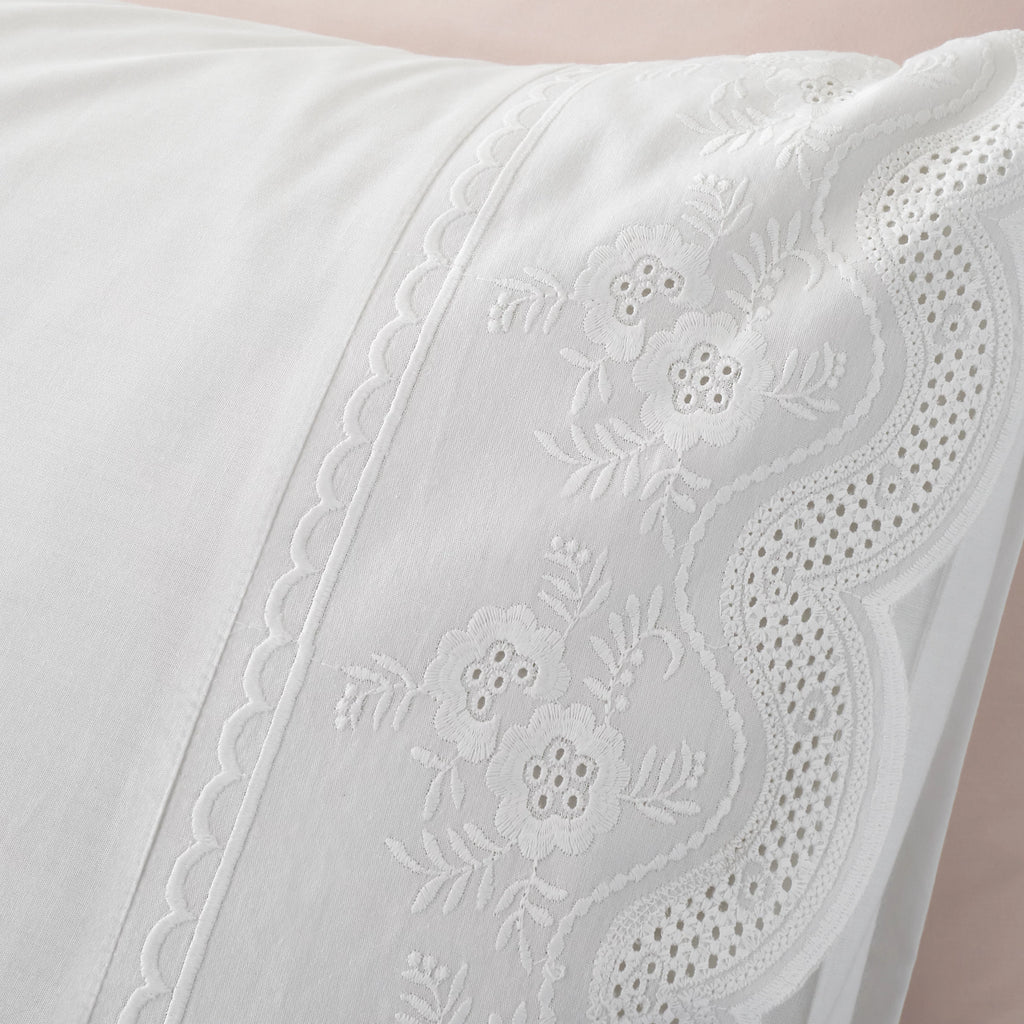 Bianca Elise Lace 200TC Cotton Duvet Cover Set White