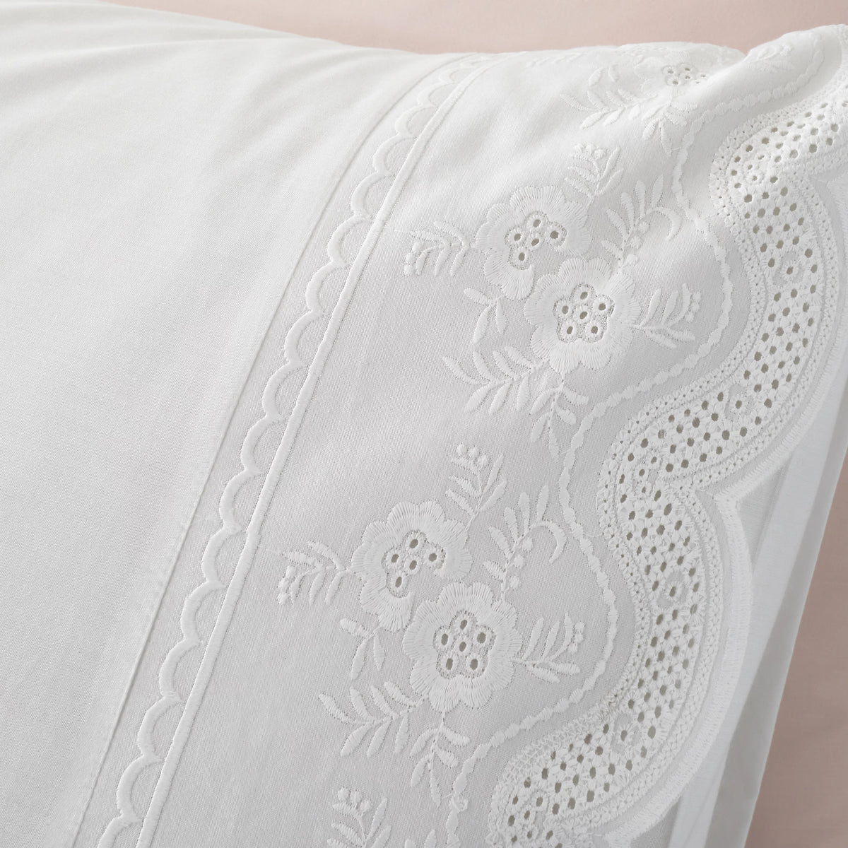 Bianca Elise Lace 200TC Cotton Duvet Cover Set White