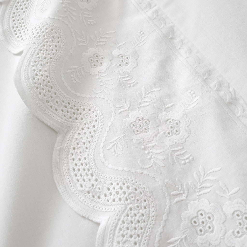 Bianca Elise Lace 200TC Cotton Duvet Cover Set White