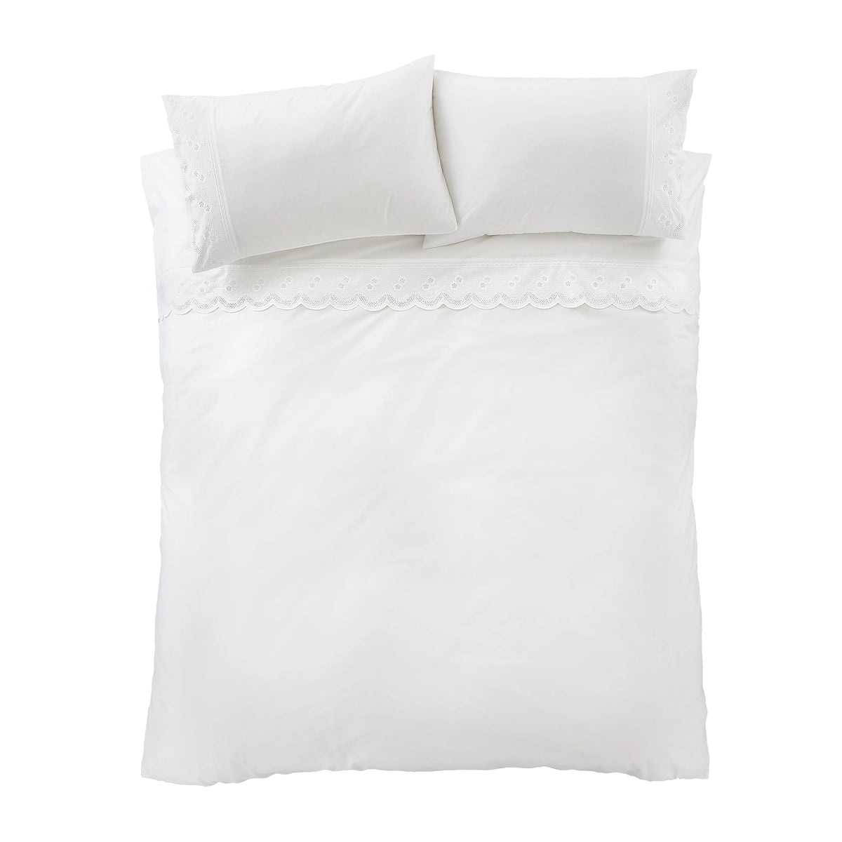 Bianca Elise Lace 200TC Cotton Duvet Cover Set White