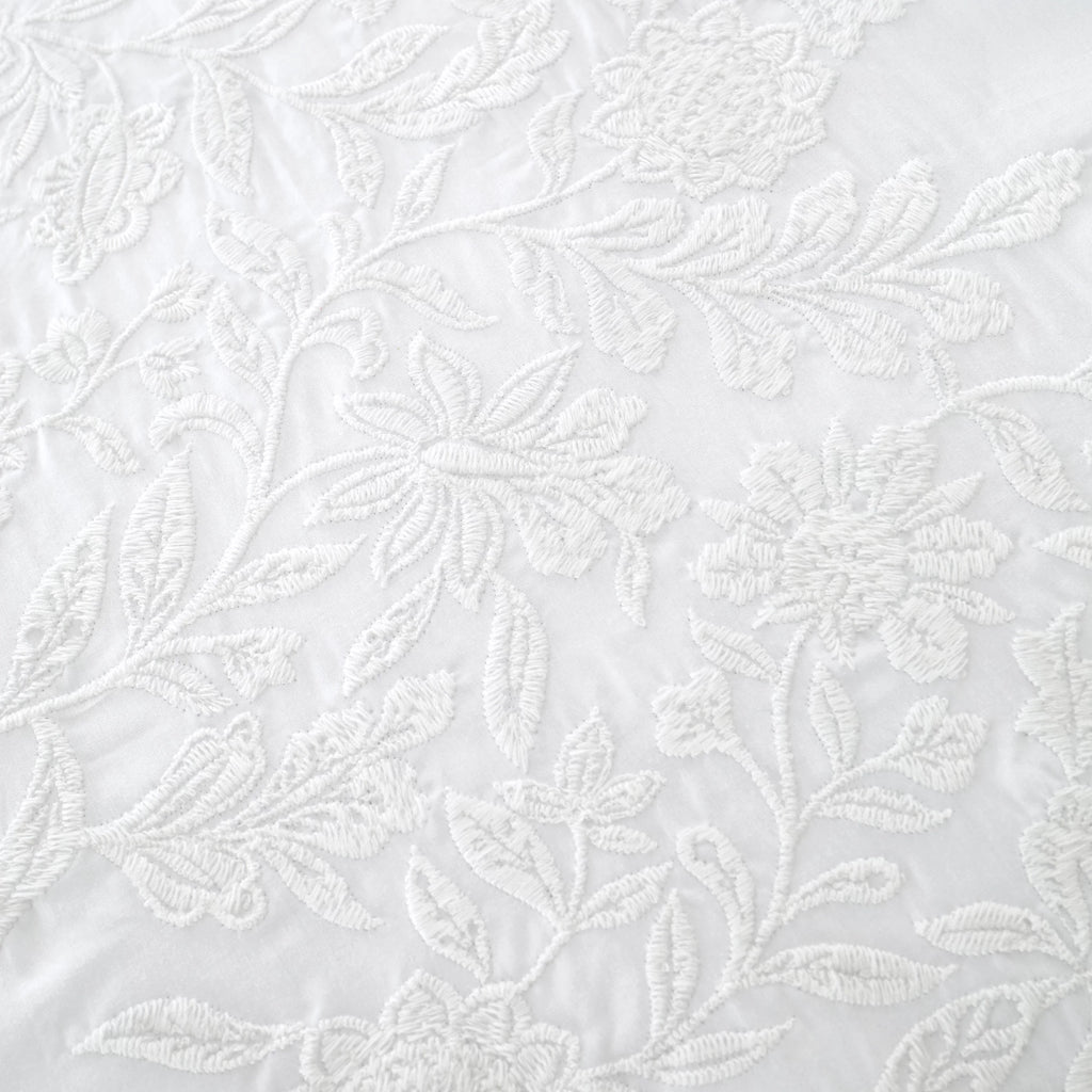 Bianca Embroidery Floral 200TC Cotton Duvet Cover Set White