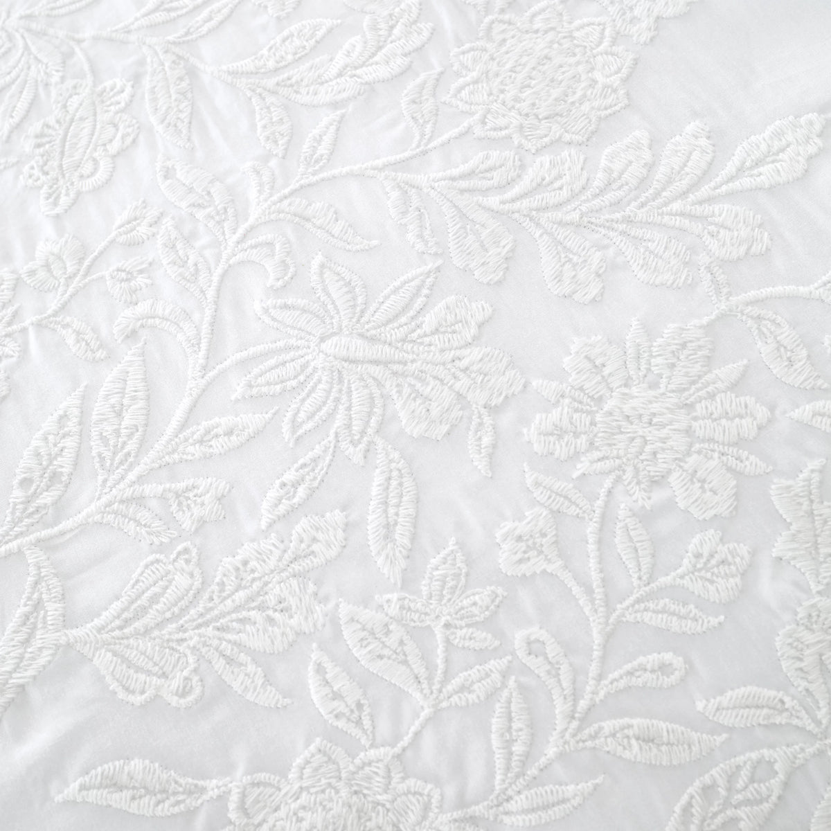 Bianca Embroidery Floral 200TC Cotton Duvet Cover Set White