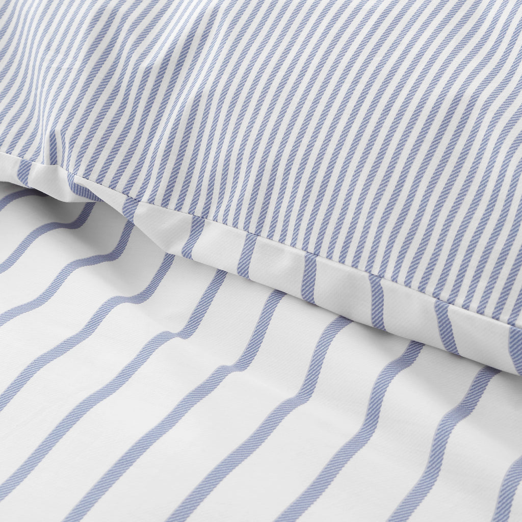 Bianca Hampton Stripe 200TC Cotton Reversible Duvet Set Blue