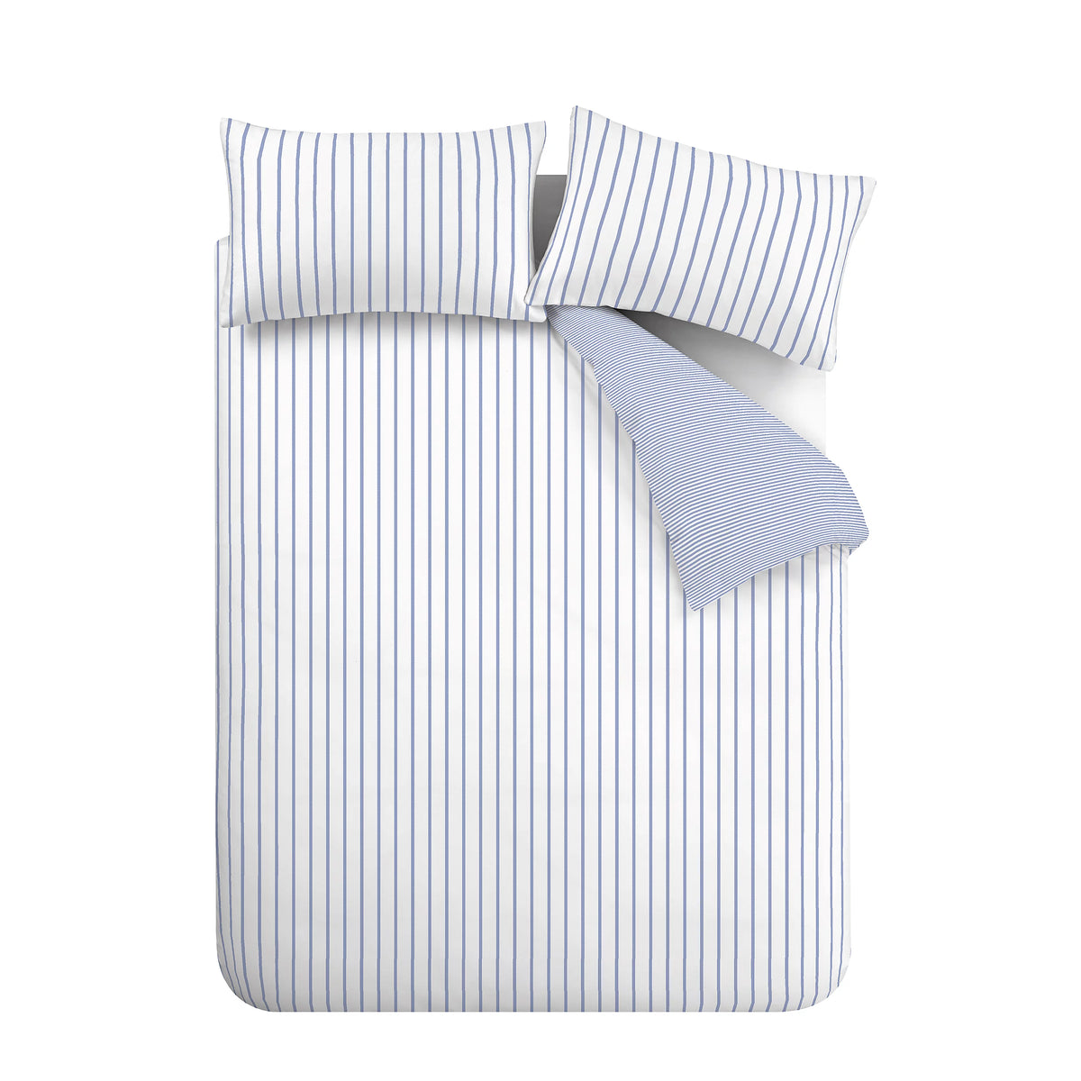 Bianca Hampton Stripe 200TC Cotton Reversible Duvet Set Blue