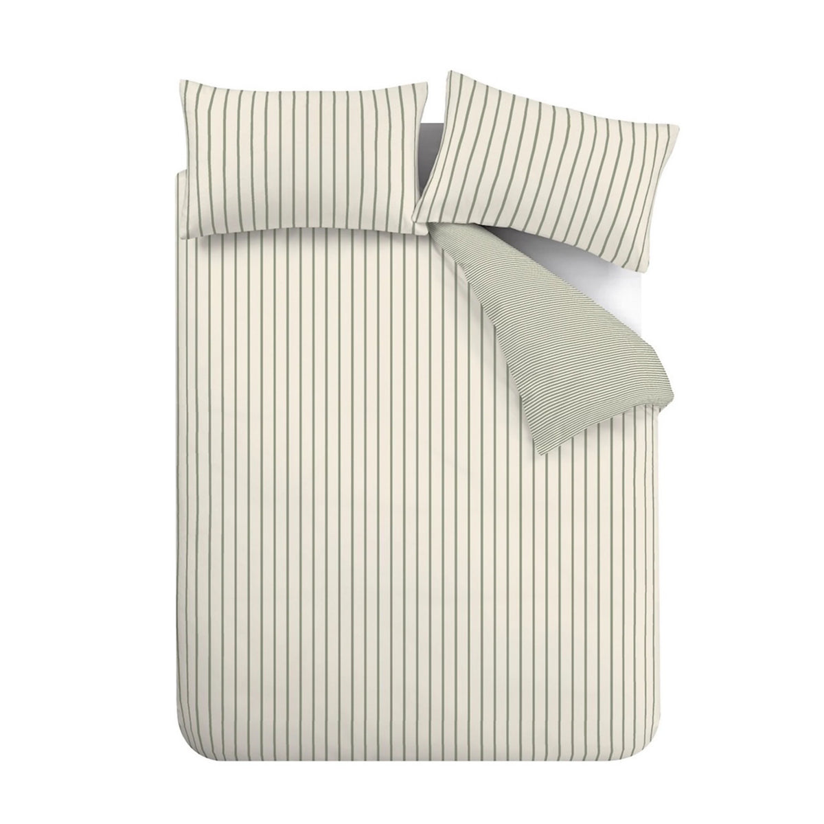 Bianca Hampton Stripe 200TC Cotton Reversible Duvet Set Green