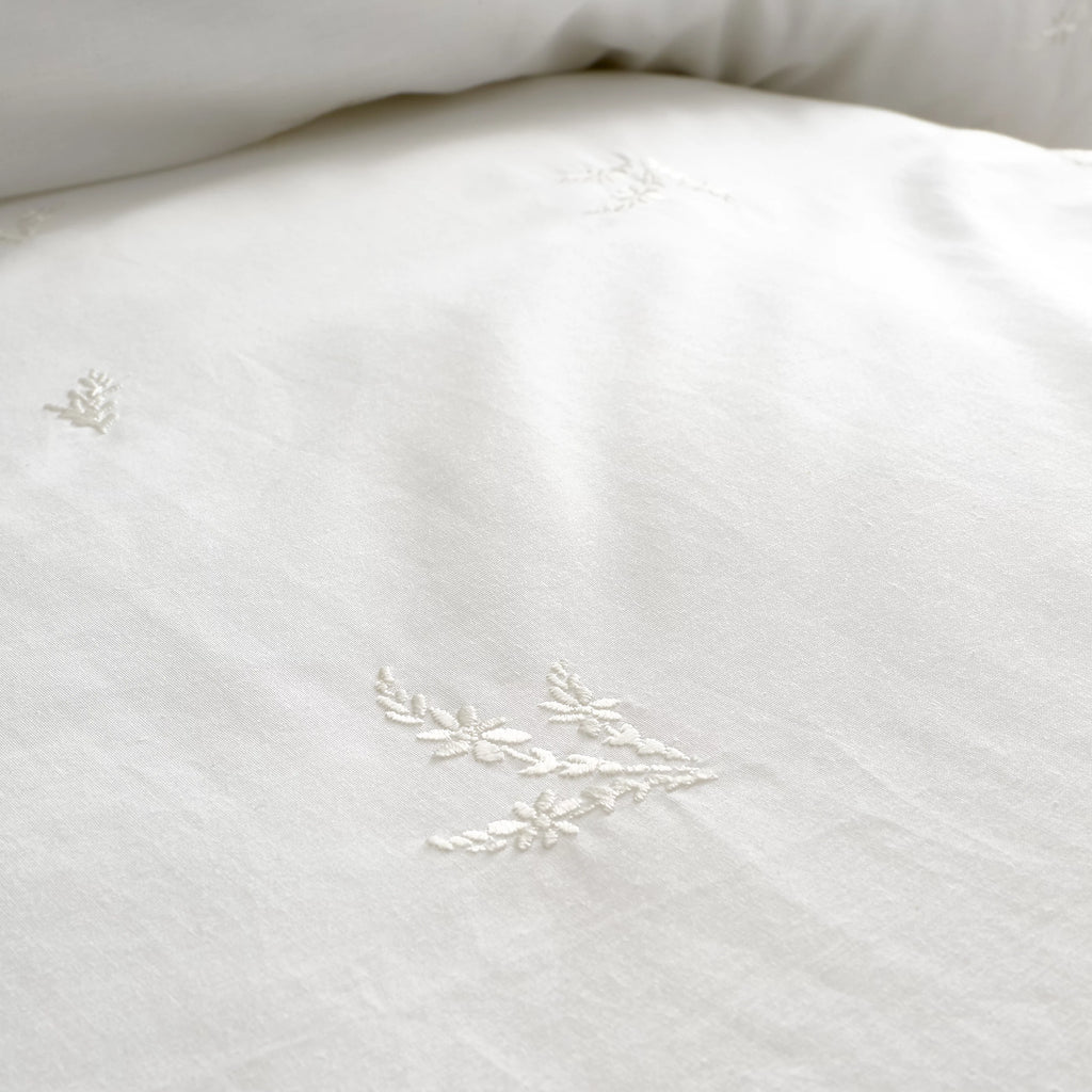 Bianca Lottie Floral Embroidery 180TC Cotton Duvet Cover Set White