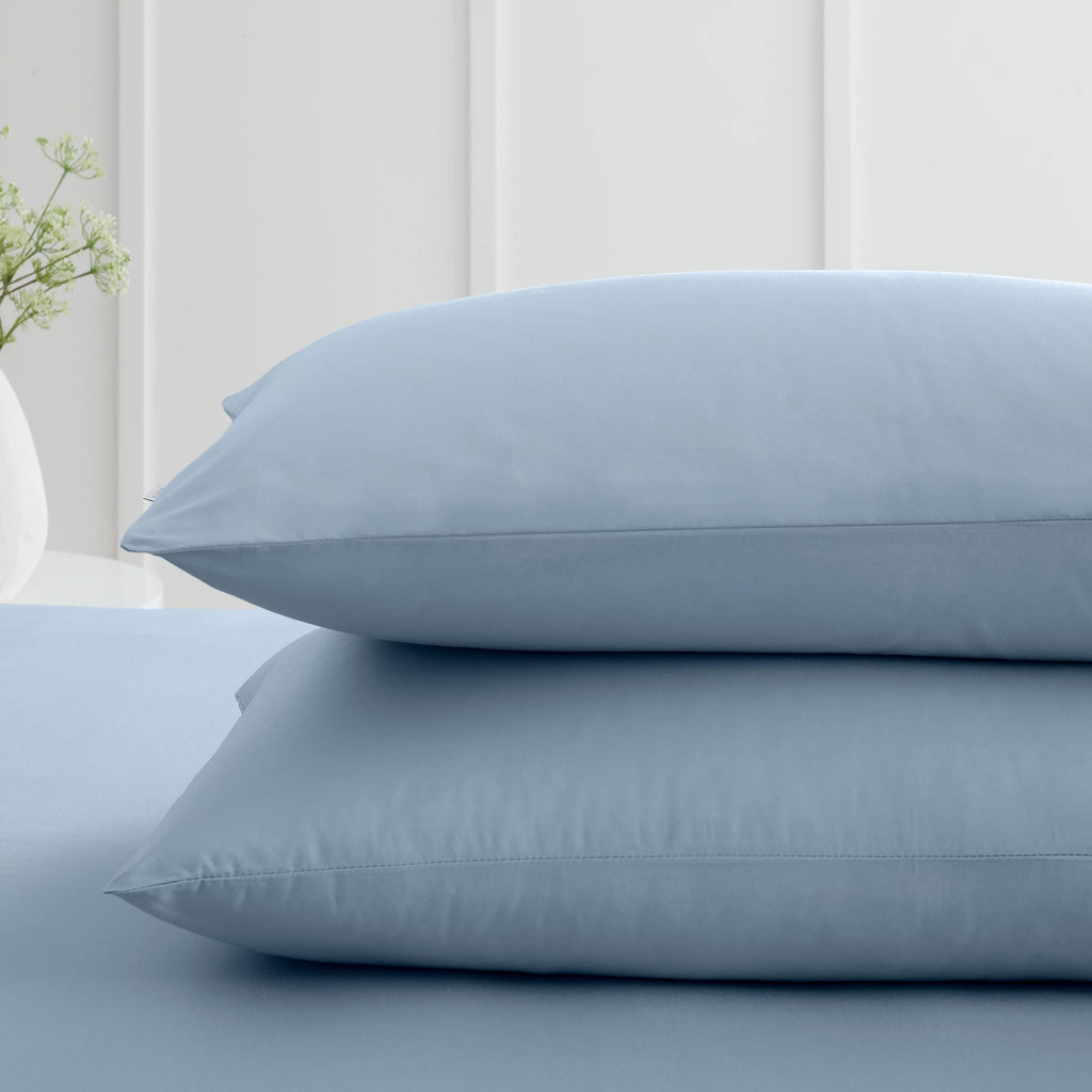 Bianca Fine Linens 200TC Cotton Percale Standard Pillowcase Pair Blue