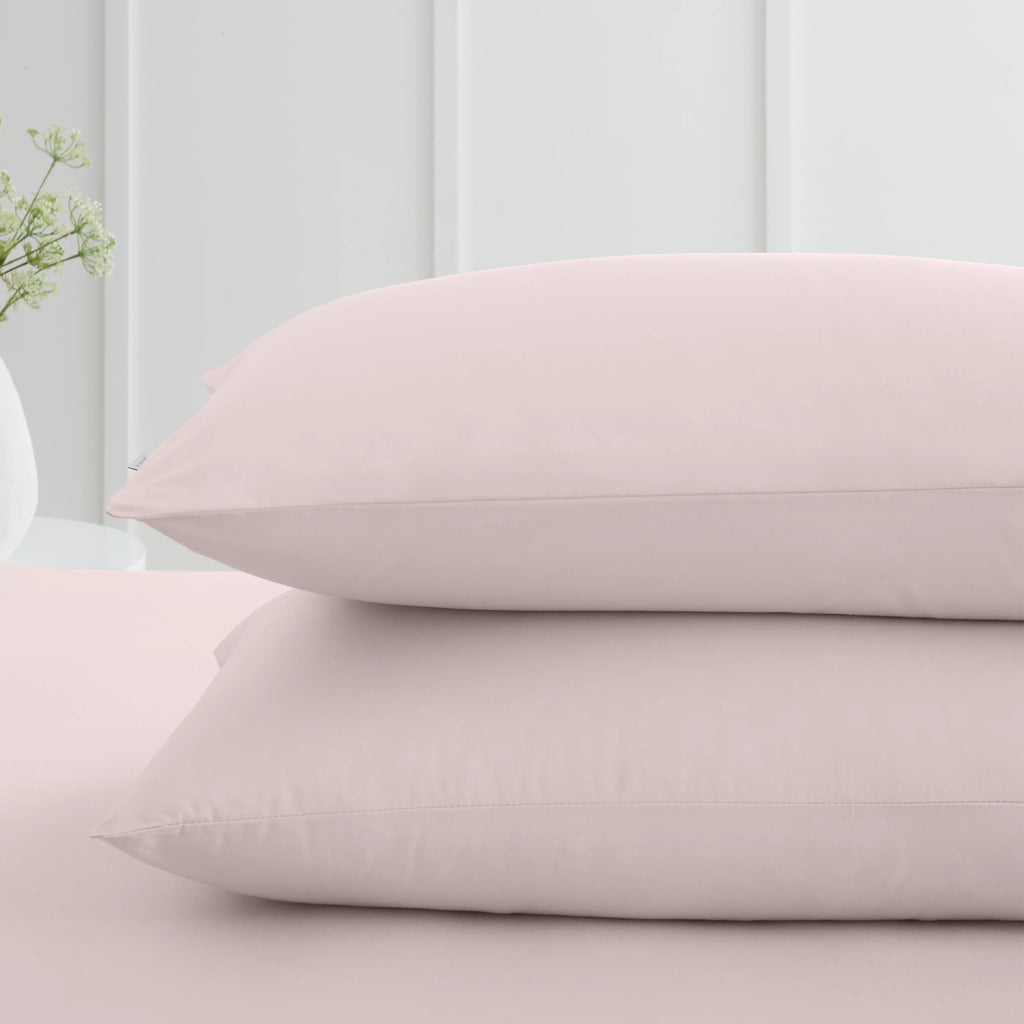 Bianca 200TC Cotton Percale Pillowcase Pair Blush Pink 50x75cm