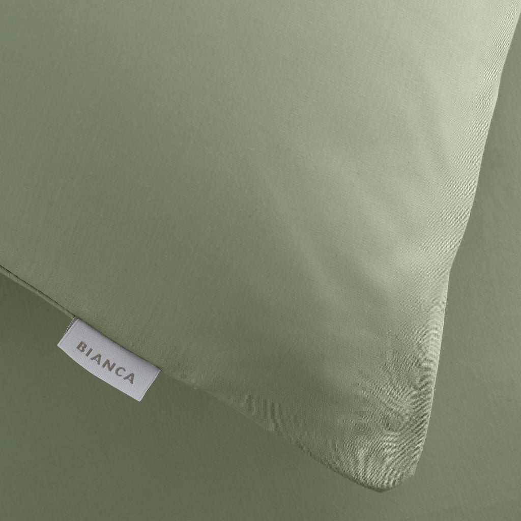 Bianca Fine Linens 200TC Cotton Percale Standard Pillowcase Pair Sage Green