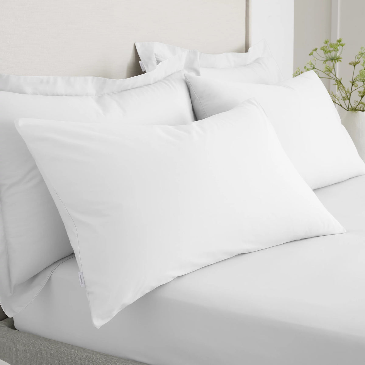 Bianca 200TC Cotton Percale Pillowcase Pair White 50x75cm