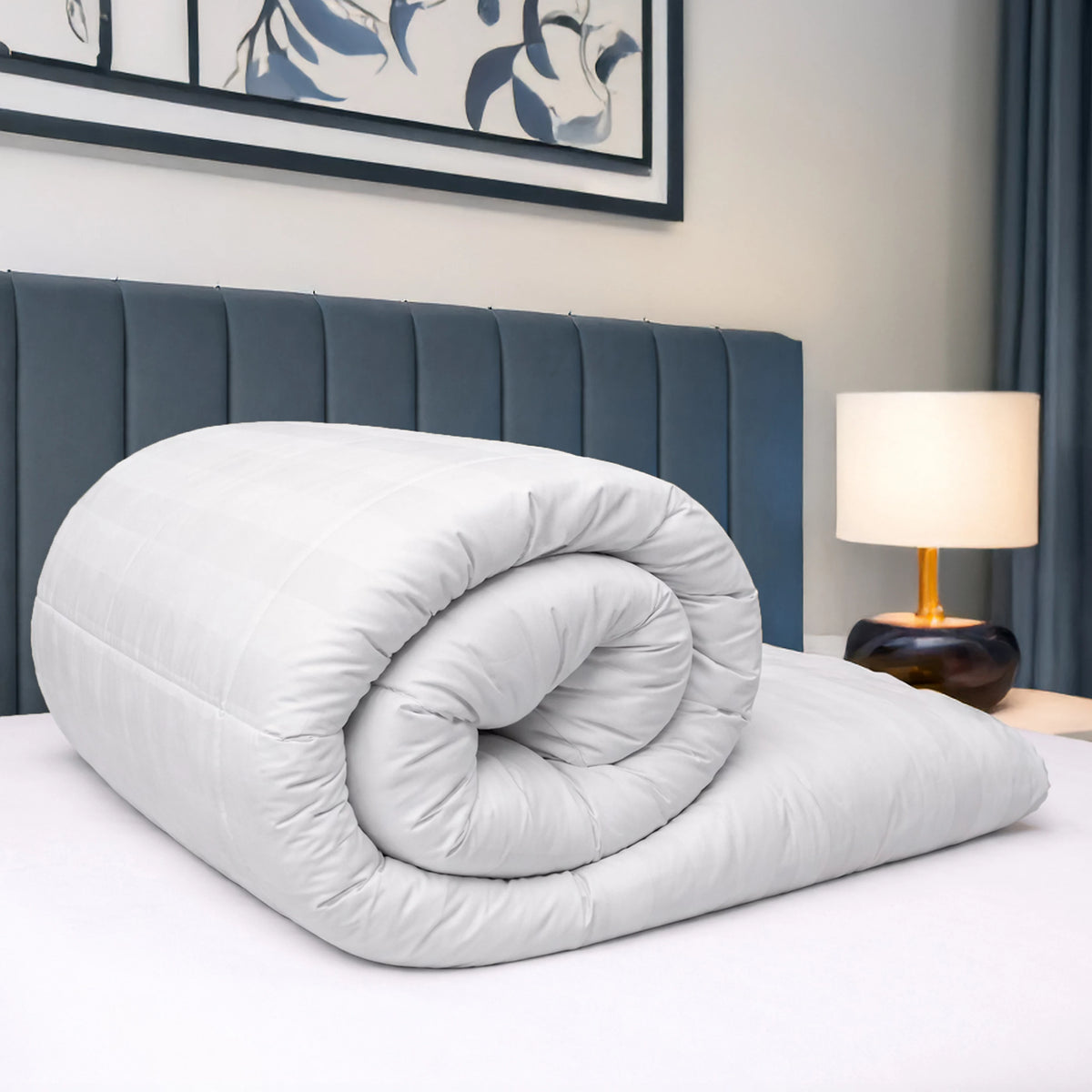 Bianca Fine Linens Premium 100% Cotton Stripe 10.5 tog Duvet White
