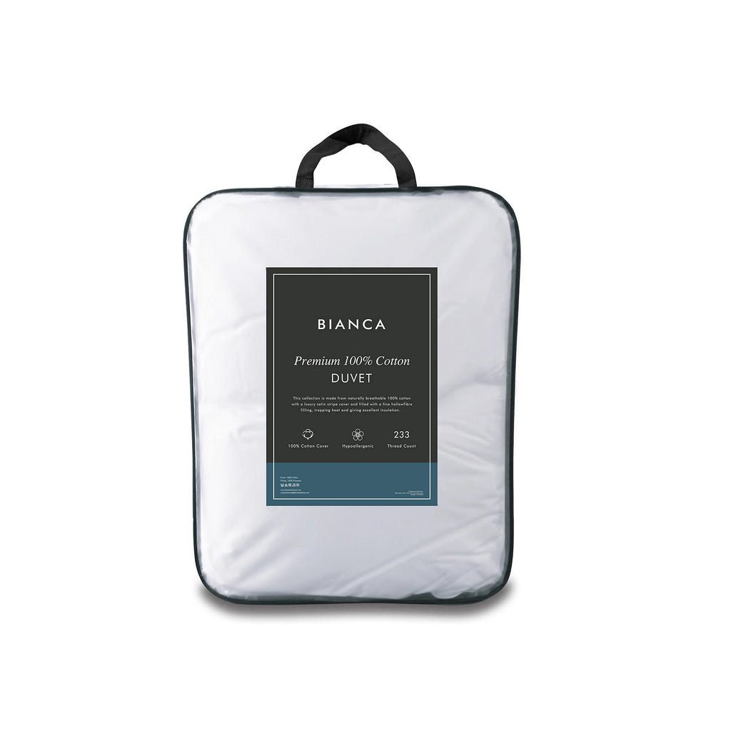 Bianca Fine Linens Premium 100% Cotton Stripe 4.5 tog Duvet White