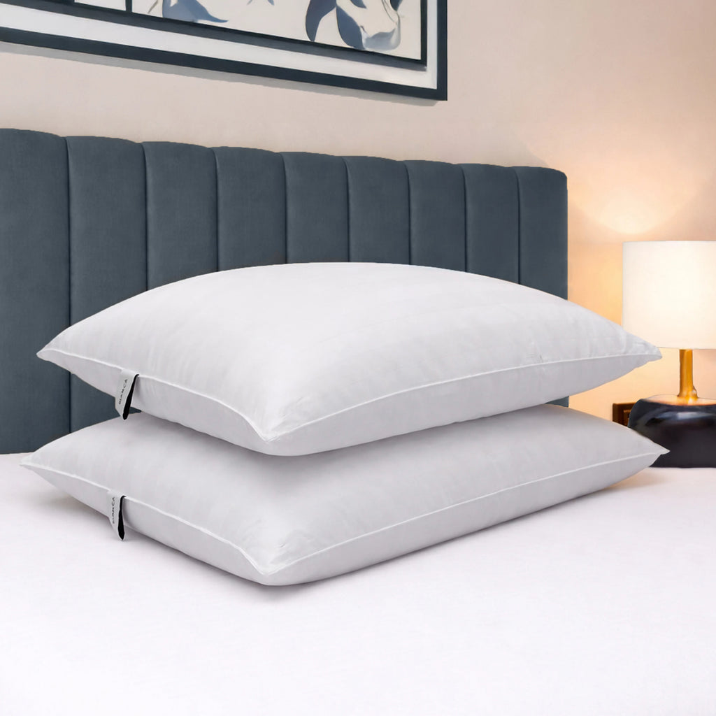 Bianca Fine Linens Premium 100% Cotton Stripe Pillow Pair White