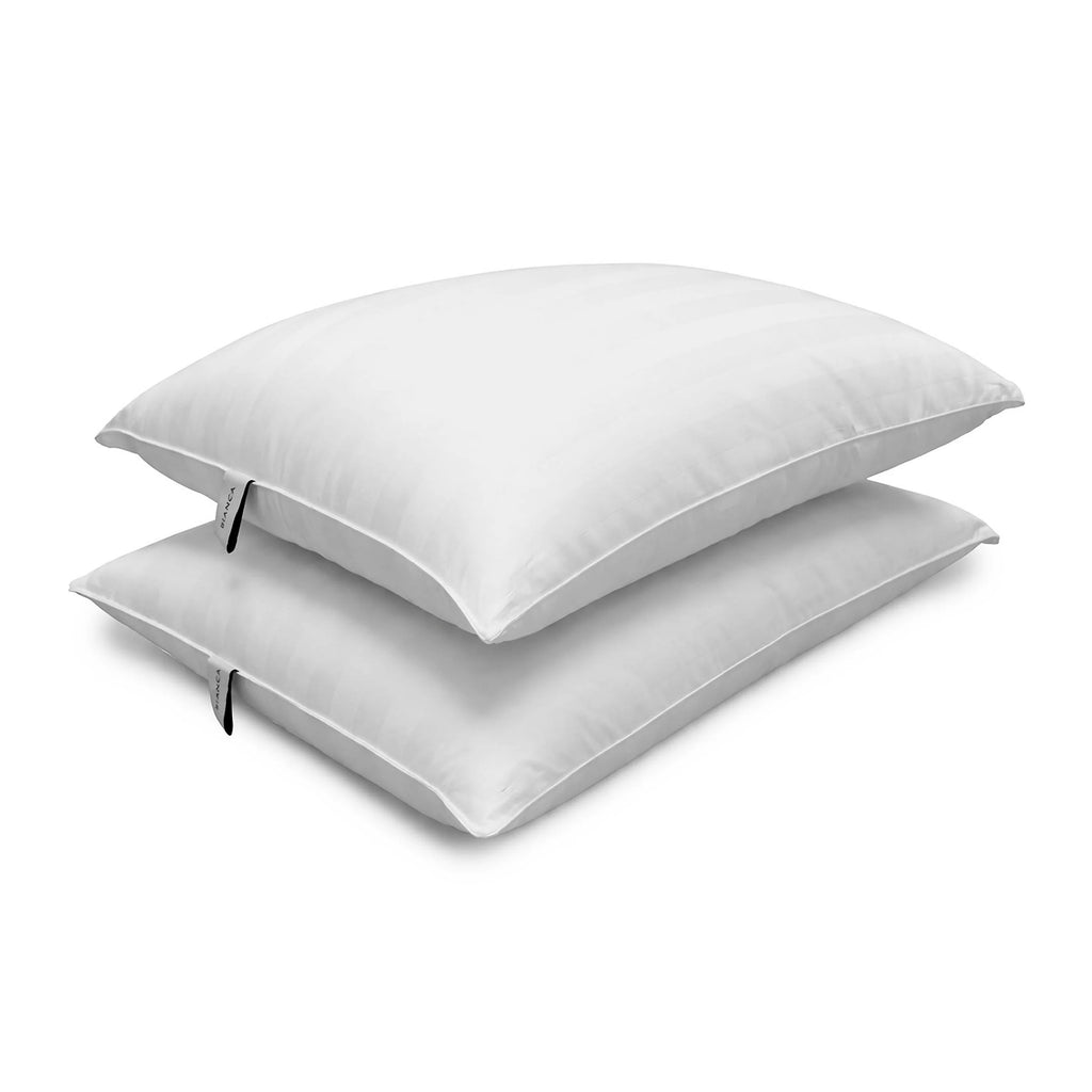 Bianca Fine Linens Premium 100% Cotton Stripe Pillow Pair White