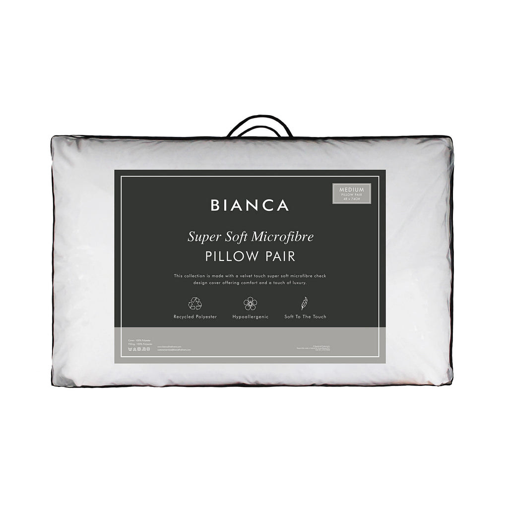 Bianca Fine Linens Super Soft Microfibre Pillow Pair White