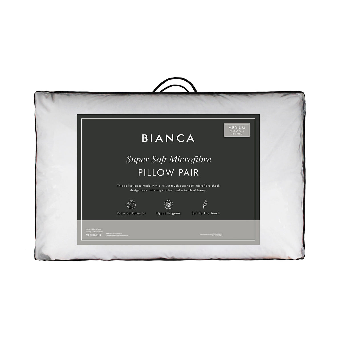 Bianca Fine Linens Super Soft Microfibre Pillow Pair White
