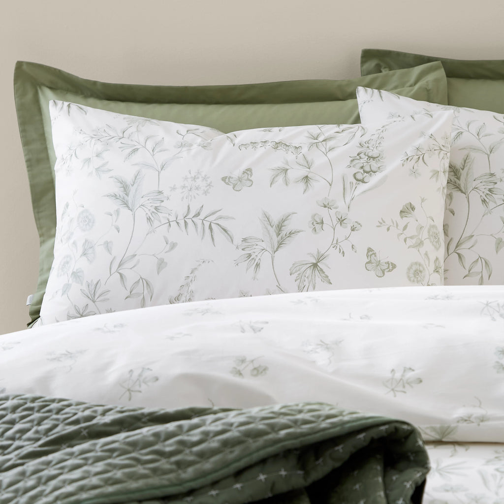 Bianca Thea Floral 200TC Cotton Reversible Duvet Cover Set Green