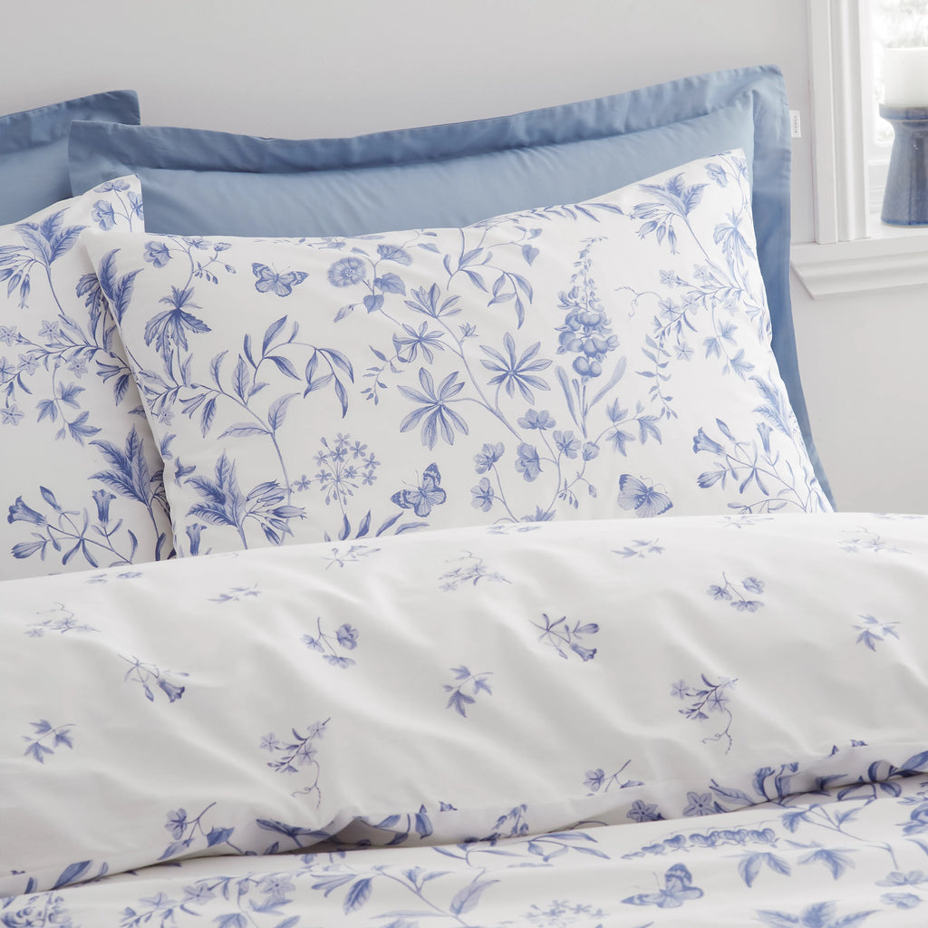 Bianca Thea Floral 200TC Cotton Reversible Duvet Cover Set Blue