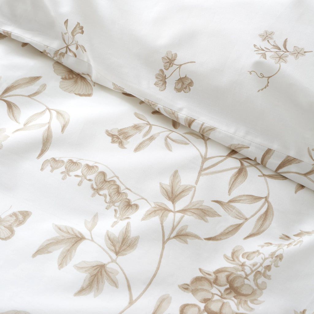 Bianca Thea Floral 200TC Cotton Reversible Duvet Cover Set Natural