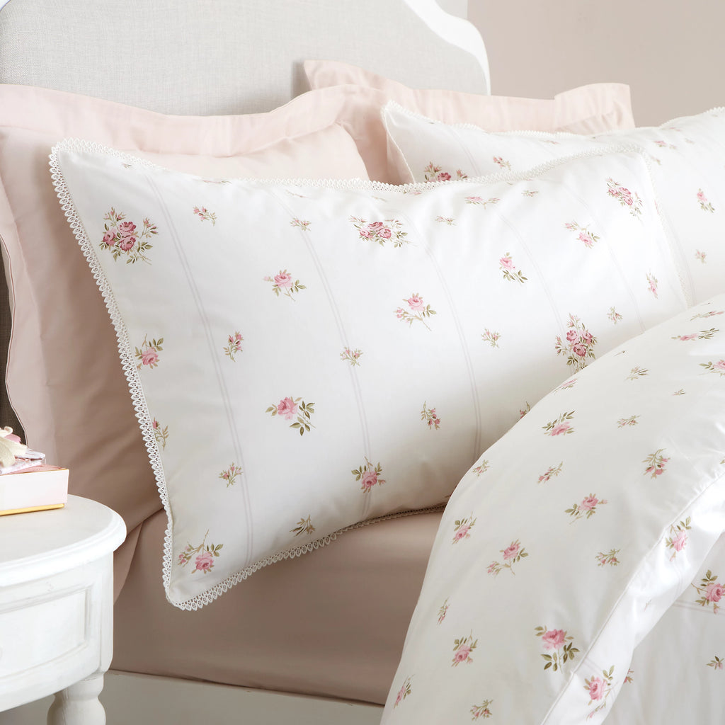 Bianca Vintage Rosebud Lace 200TC Cotton Duvet Cover Set Cream